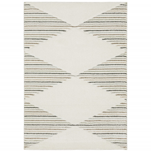 Homeroots Home Decor 5' x 8' Beige Grey Tan and Gold Abstract Power Loom Stain Resistant Area Rug