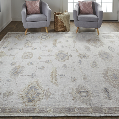 5' X 8' Orange and Ivory Floral Hand Knotted Area Rug