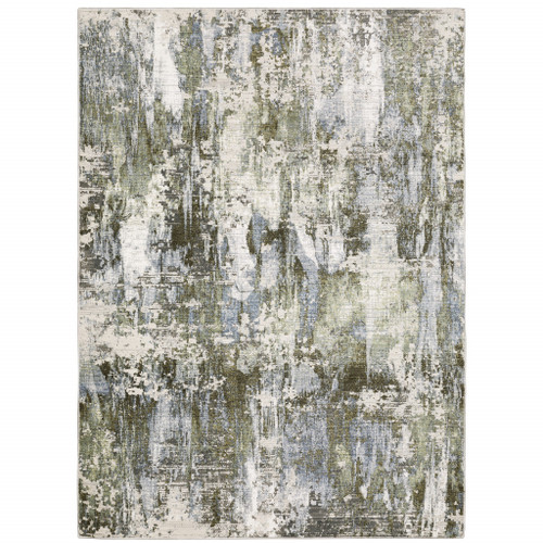 Homeroots Home Decor 10' x 13' Abstract Power Loom Stain Resistant Area Rug, Grey Beige and Tan