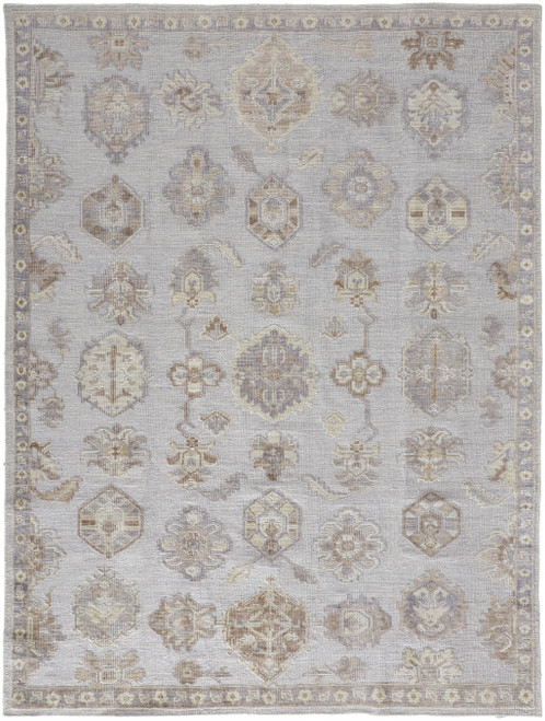 Homeroots Home Decor 5' X 8' Ivory Silver And Tan Floral Hand Knotted Stain Resistant Area Rug