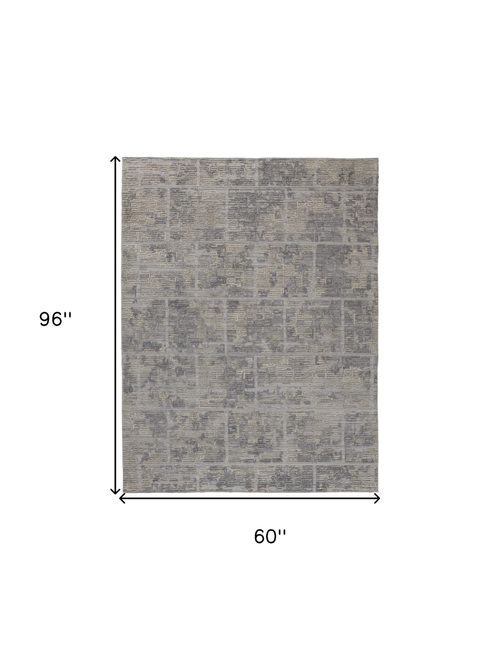 5' X 8' Gray And Ivory Abstract Hand Woven Area Rug