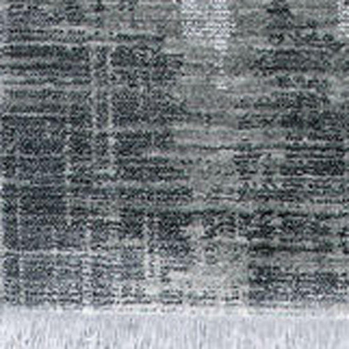 5' X 8' Gray And White Abstract Distressed Area Rug With Fringe