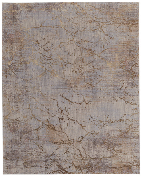 10' X 13' Brown Taupe and Tan Abstract Power Loom Area Rug