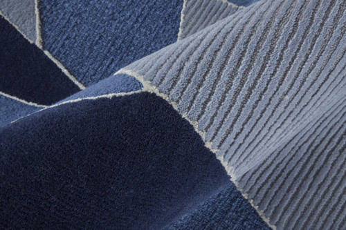 10' X 14' Blue And Silver Wool Mosaic Hand Tufted Area Rug