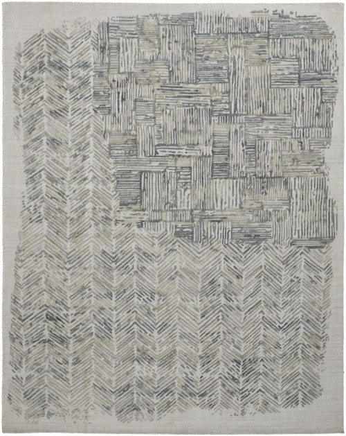 9' X 12' Green Blue And Ivory Abstract Hand Woven Area Rug