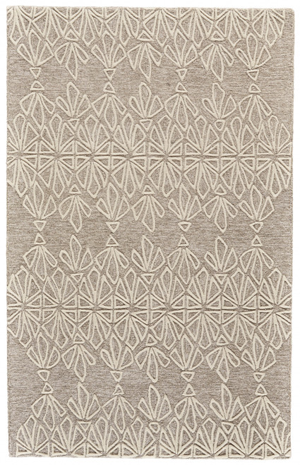10' X 13' Tan And Ivory Wool Geometric Tufted Handmade Stain Resistant Area Rug