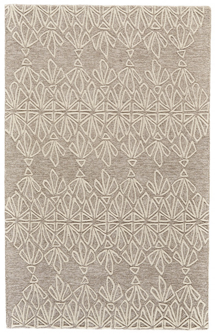 10' X 13' Tan And Ivory Wool Geometric Tufted Handmade Stain Resistant Area Rug