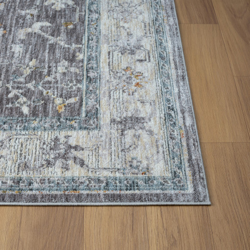 10' x 14' Gray and Ivory Floral Area Rug