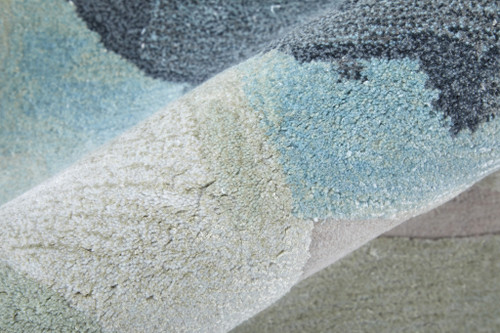 9' X 12' Green Blue And Ivory Abstract Hand Tufted Area Rug