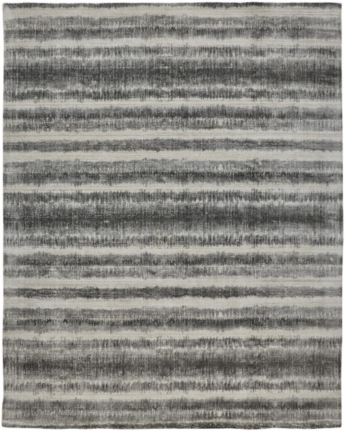 12' X 15' Gray Ivory And Black Abstract Hand Woven Area Rug