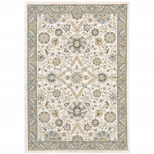 10' X 13' Gray and Ivory Oriental Power Loom Area Rug