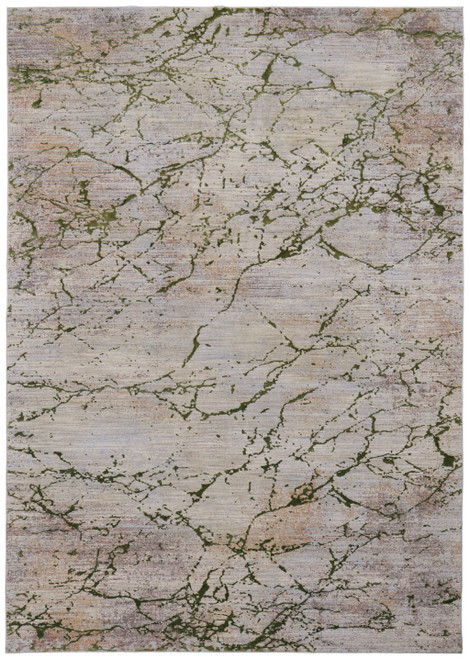 10' X 13' Taupe Green and Tan Abstract Power Loom Area Rug