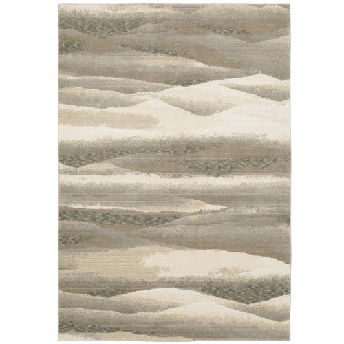 Homeroots Home Decor 8' x 10' Abstract Area Rug, Grey Blue and Teal, Power Loom Stain Resistant