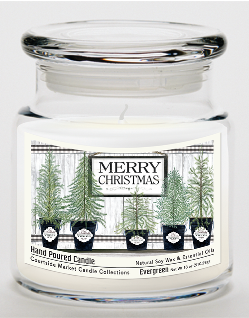 Courtside Market Merry Christmas Candle Glass Jar with Glass Lid