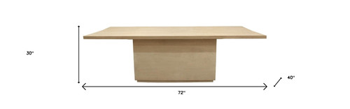 72" Natural and Brown Solid Wood Pedestal Base Dining Table