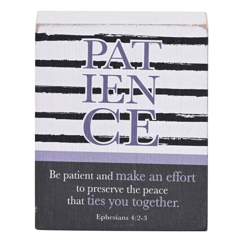 Tabletop Plaque Patience White 3x4
