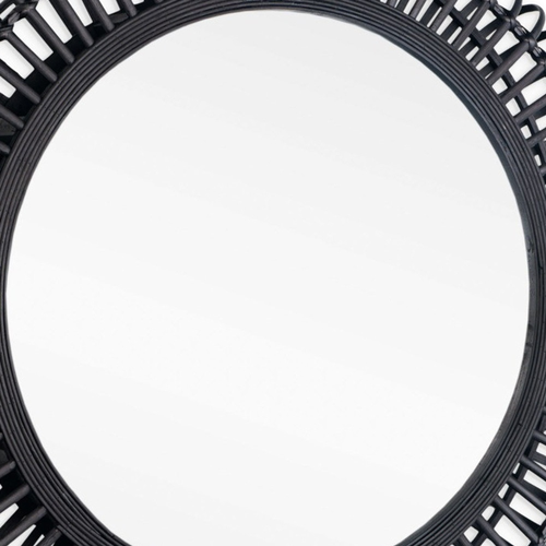 31" Black Bamboo Pierced Round Accent Mirror