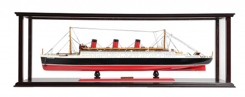 15" Black And Red Solid Wood Hand Painted Boat Model Boat