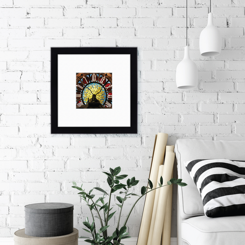 Courtside Market Grand Central - Tiffany Stain Glass Clock Framed Art