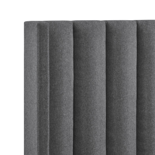 Gray Linen Upholstered King Bed Frame