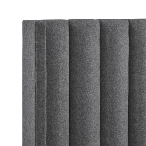 Gray Linen Upholstered King Bed Frame