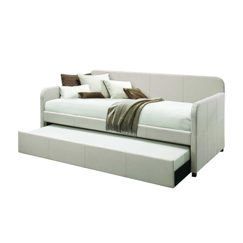 43" X 82" X 37" Fabric Upholstered (Bed) Wood Leg Daybed &amp;amp; Trundle (Twin Size)