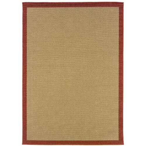 9’x13’ Beige and Red Plain Indoor Outdoor Area Rug