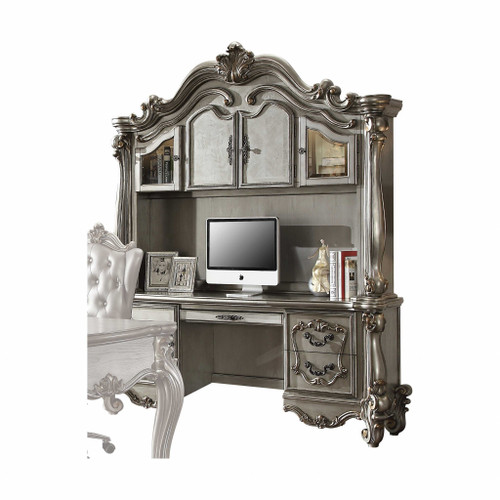 21" Platinum Solid Wood Peninsula Computer Desk With Four Cabinets Five Drawers