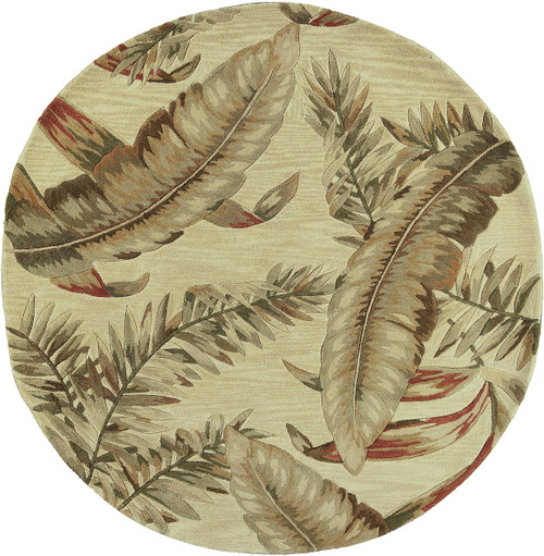 10' Ivory Hand Tufted Tropical Leaves Indoor Runner Rug
