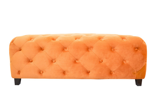 50" Orange Tufted Velvet Upholstered Entryway Bench