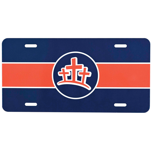 License Plate Orange Crosses Metal