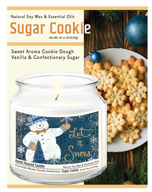 Courtside Market Let it's Snow Candle Glass Jar with Glass Lid
