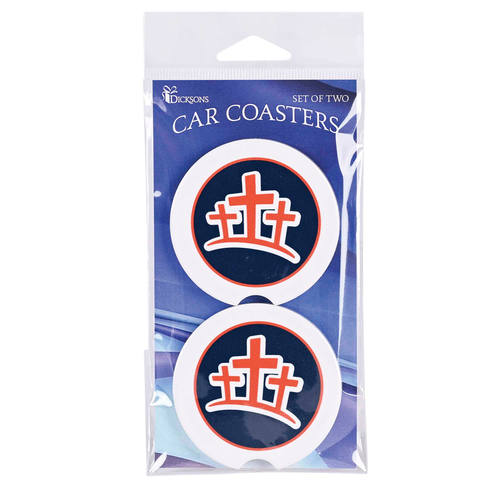 Car Coasters Orange Crosses 2 Pk