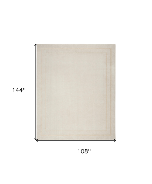 9' X 12' Ivory And Gold Indoor Outdoor Area Rug