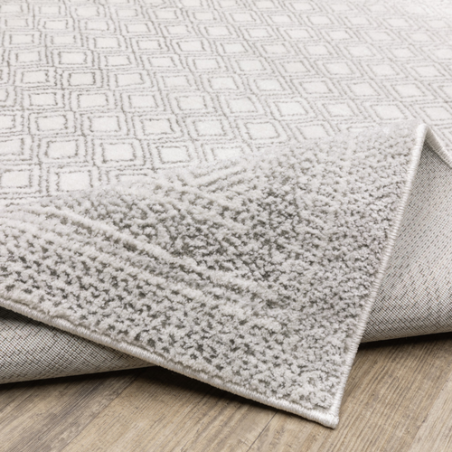 10' X 13' White And Grey Oriental Power Loom Stain Resistant Area Rug