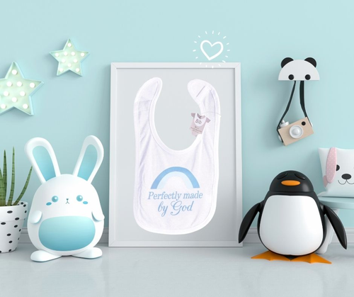 Baby Bib Blue Perfectly Made By God