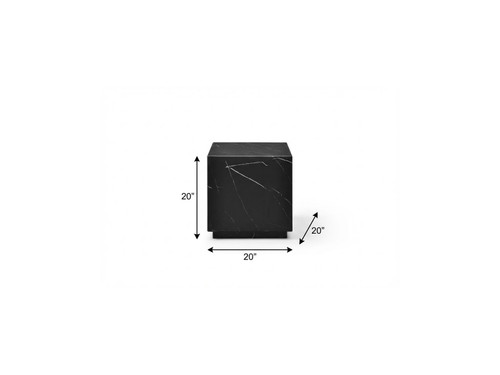 20" Black Marble Square Block End Table