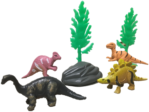 Dinosaur Figurines in Clear Tube with T-Rex Head Topper