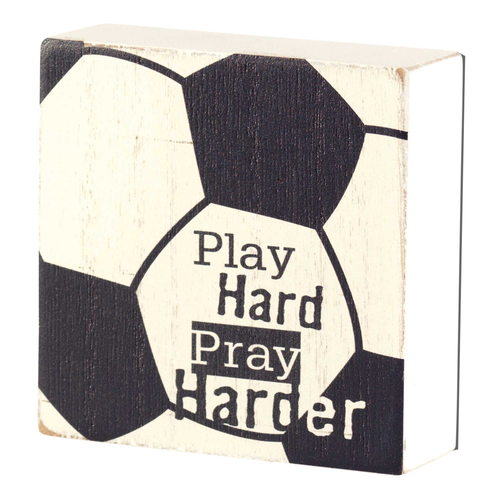 Tabletop Plaque Soccer Play Hard 3x3