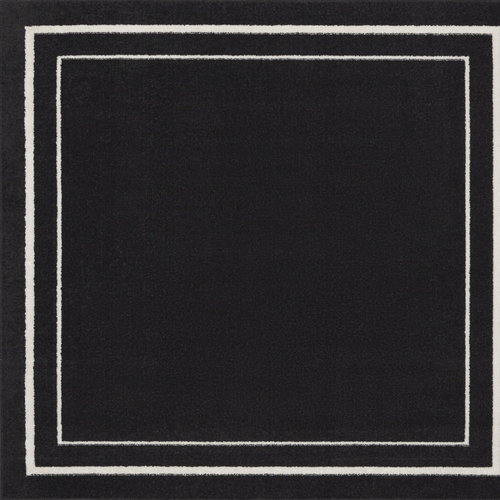 5' Black And Ivory Square Indoor Outdoor Area Rug