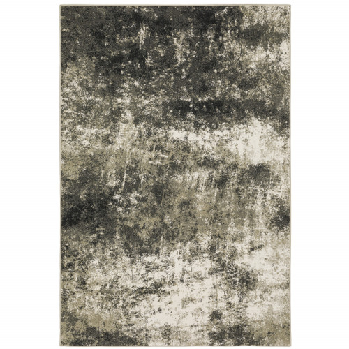 Homeroots Home Decor 10' x 13' Abstract Power Loom Stain Resistant Area Rug, Charcoal Grey and Beige