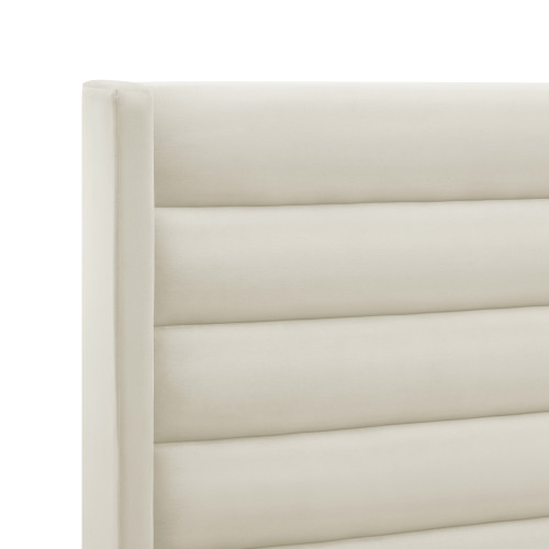 Cream Velvet Upholstered Full Bed Frame