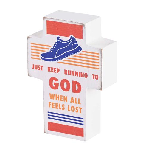 Tabletop Cross Running To God 3x4