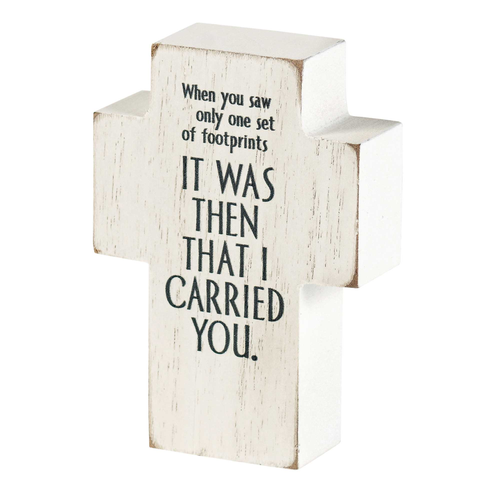 Tabletop Plaque Cross Footprints