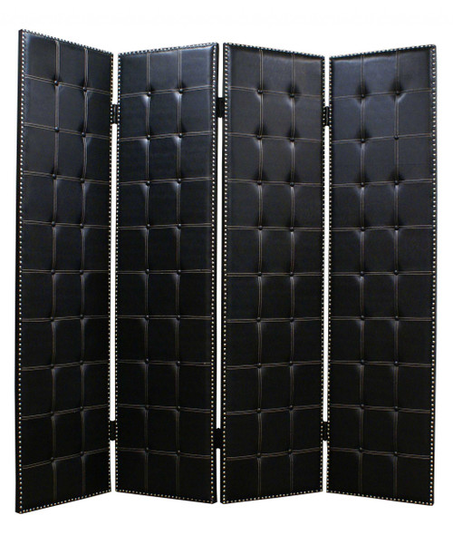 1 X 84 X 84 Black Faux Leather Screen