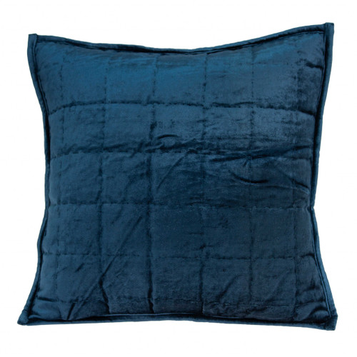 20" x 7" x 20" Transitional Navy Blue Quilted Pillow Cover With Poly Insert