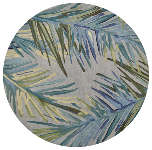 7' Round Wool Grey or Blue Area Rug