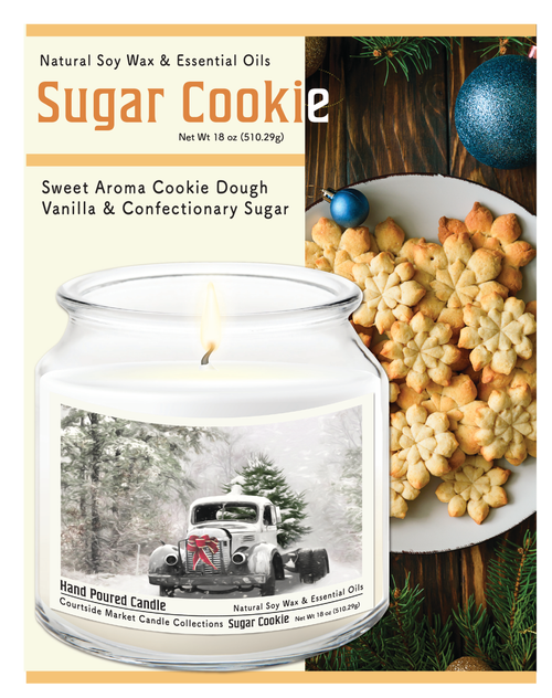 Courtside Market Snowy Christmas Truck Candle Glass Jar with Glass Lid