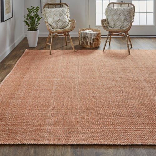 12' X 15' Orange Hand Woven Area Rug