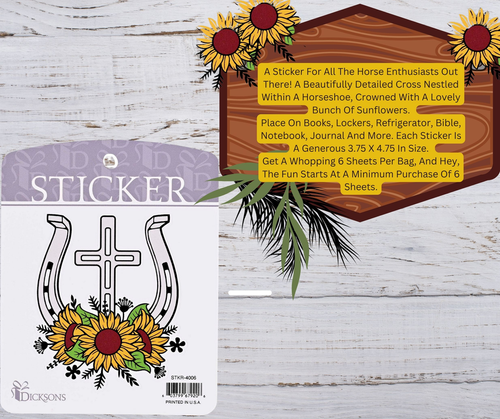 Sticker Horseshoe Cross And Sunflowers